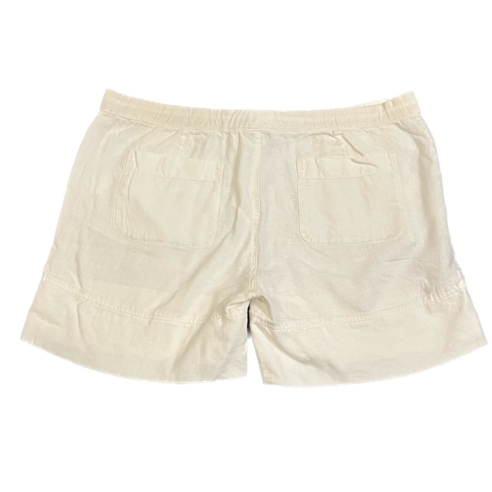 Garnet Hill Women's 100% Linen White Drawstring Pull On Shorts lightweight - Picture 3 of 13